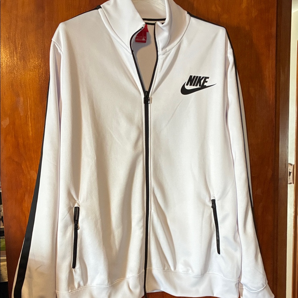 Nike Men's White and Black Track Jacket